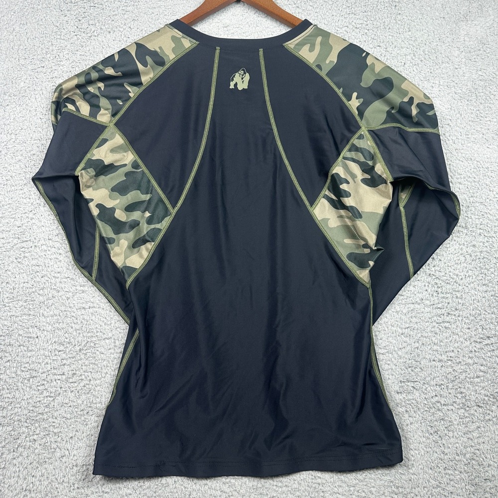 Gorilla Wear Lander Rashguard Mens 2XL Black Camo Long Sleeve Compression‎ Shirt - Picture 2 of 11